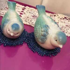 Pair of vintage ceramic song birds